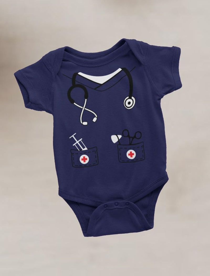 Baby Doctor or Nurse Bodysuit with Stethoscope - Infant Scrubs Halloween Themed Outfit for Girls and Boys